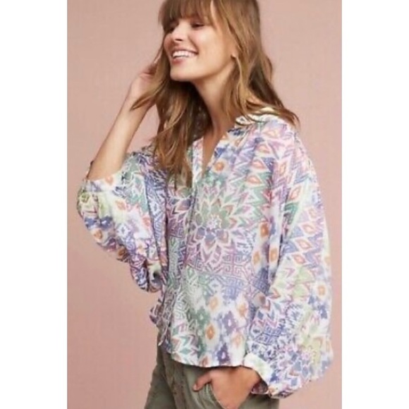 Anthropologie Maeve Ikat Brynna Dolman Sleeve Blouse - Picture 2 of 7